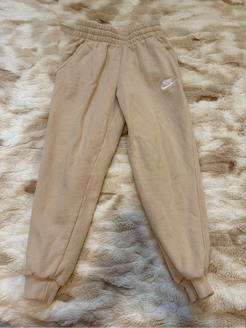 Nike Boys Tan Fleece Joggers – Comfortable Everyday Bottoms
